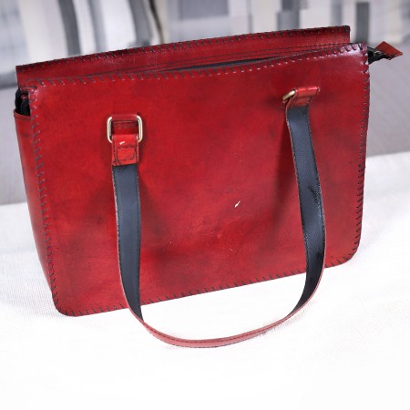 HAND EMBROIDERED LEATHER HUT BAG