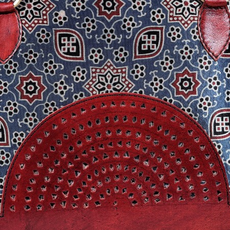 HAND EMBROIDERED LEATHER HUT BAG