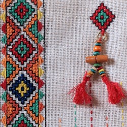 HAND EMBROIDERED LEATHER HUT BAG