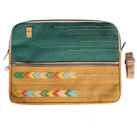HAND EMBROIDERED LEATHER HUT BAG
