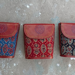 HAND EMBROIDERED LEATHER HUT BAG