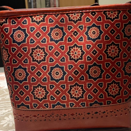 HAND EMBROIDERED LEATHER HUT BAG