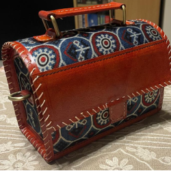 HAND EMBROIDERED LEATHER HUT BAG