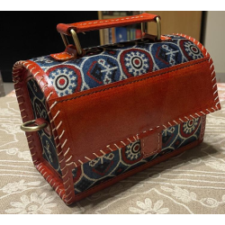 HAND EMBROIDERED LEATHER HUT BAG