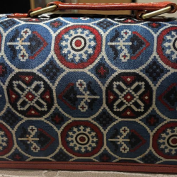 HAND EMBROIDERED LEATHER HUT BAG