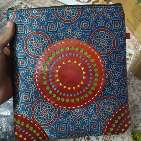 HAND EMBROIDERED LEATHER HUT BAG
