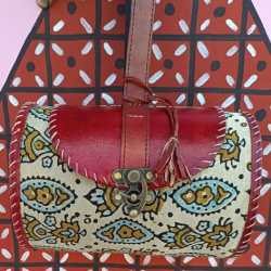 HAND MADE LEATHER CYLINDRICAL BAG 