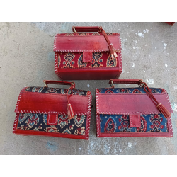 HAND EMBROIDERED LEATHER HUT BAG