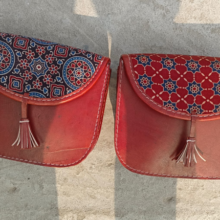 HAND EMBROIDERED LEATHER HUT BAG